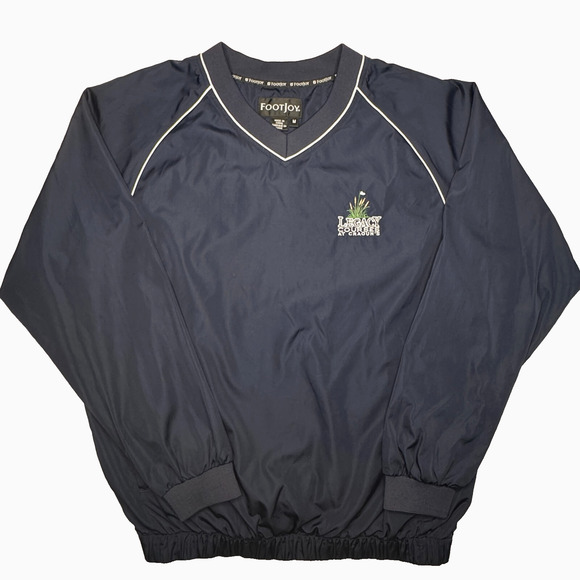 FootJoy FJ Jacket Mens Size M Navy Golf‎ V-Neck Windbreaker Long Sleeve Pockets - Picture 1 of 8